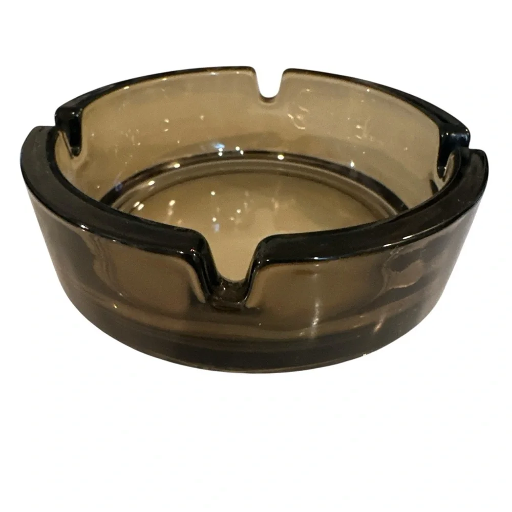 Vintage Ashtray Smoked Glass 4